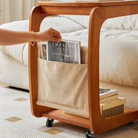 Solid Wood Side Living Room Household Small Coffee Table Nightstand Bedside,Table Narrow Side Table with Wheels
