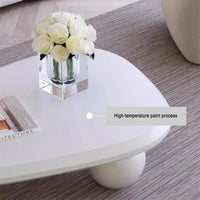 Irregular Coffee Table Modern Wood Cloud Shape End Table Low Coffee Table for Living Room Cloud Coffee Table with 3 Ball Legs for Living Room Bedroom