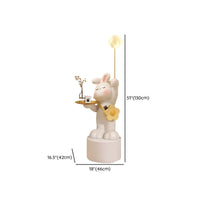 White Resin Rabbit Moon Floor Lamp Sculpture Ornament Decor Living Room Bedroom