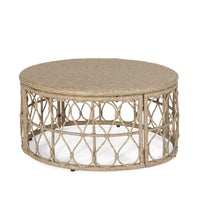 Side Table Brown Round Rattan Outdoor Patio Coffee Table All Weather Standing Side Table Snack Table