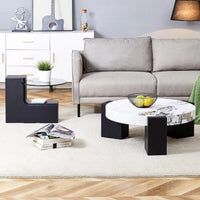 Coffee Table with End Table Set, Modern Durable Marble Textured MDF Center Table with a Side Table for Living Room