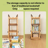 Solid wood 360° rotating bookshelf children's bookshelf castle shape