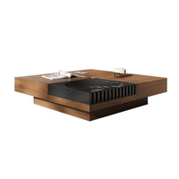 Walnut Wood Coffee Table with Storage, End Table with Storage,Modern Minimalist Design