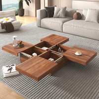 39.4'' Square Marble Veneer Coffee Table with Sliding Top Storage