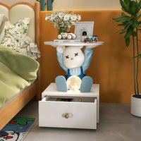 Bedside Nightstand Home Decor Room Rabbit Statues Bedside Table Bedroom Small Storage Side Table Creative Simple Storage Cabinet