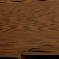 2 Doors Rubberwood Solids Multi-Functional Bookshelf, Retractable Design Solid Wood Bookcase, with 4-Tier, Wood Color, 43"L x 11"W x 56"H