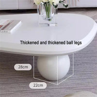 Irregular Coffee Table Modern Wood Cloud Shape End Table Low Coffee Table for Living Room Cloud Coffee Table with 3 Ball Legs for Living Room Bedroom