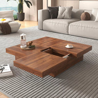 39.4'' Square Marble Veneer Coffee Table with Sliding Top Storage