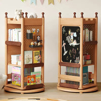 Solid wood 360° rotating bookshelf children's bookshelf castle shape