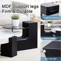 Coffee Table with End Table Set, Modern Durable Marble Textured MDF Center Table with a Side Table for Living Room