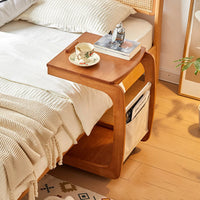 Solid Wood Side Living Room Household Small Coffee Table Nightstand Bedside,Table Narrow Side Table with Wheels