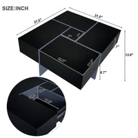 Modern Square Coffee Table with 4 Hidden Storage Compartments, UV High-Gloss Design for Living Room