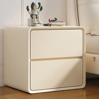 Nightstand, Modern All Solid Wood Night Stand, No Installation Required Bedside Table, 2 Drawers Dresser for Bedroom, Microfiber Leather Wrap