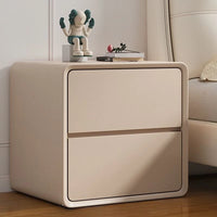 Nightstand, Modern All Solid Wood Night Stand, No Installation Required Bedside Table, 2 Drawers Dresser for Bedroom, Microfiber Leather Wrap