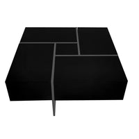Modern Square Coffee Table with 4 Hidden Storage Compartments, UV High-Gloss Design for Living Room