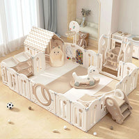 Foldable Infant Play Yard with House Baby Playpen and Matching Toys | Star-Moon