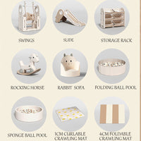 Foldable Infant Play Yard with House Baby Playpen and Matching Toys | Star-Moon