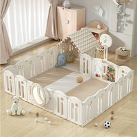 Foldable Infant Play Yard with House Baby Playpen and Matching Toys | Star-Moon