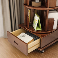 2-3 Tier Bookshelf Bookcase with a Drawer Bedside Spin Rotating Bookshelf with Wheels Book Storage Organizer for Bedroom Living Room Home Decoration Tool