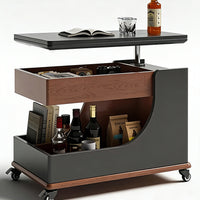 Mobile Adjustable Height Side Table with Sintered Stone Top, Modern Coffee Table for Living Room