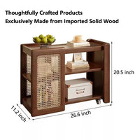 Multi-Functional Solid Wood Coffee Table - Premium Imported Rubberwood with Large Storage Space & Artistic PE Rattan Weave - Stylish, Versatile Side Table with Noise-Free Swivel Wheels for Easy Mobility & Organization