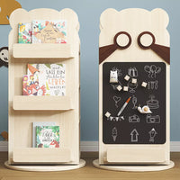 Children's Multi-functional Solid Wood 360° Rotating Bookshelf with Blackboard childrens storage shelves