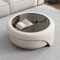 Creative Solid Wood Coffee Table Living Room Combination with Tempered Glass