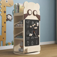 Children's Multi-functional Solid Wood 360° Rotating Bookshelf with Blackboard childrens storage shelves