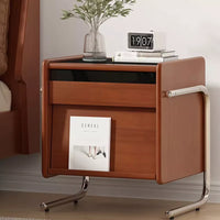 Nordic Solid Wood Nightstand Home Simple Storage Cabinet Vintage Side Table Small Apartment Bedroom Bedside Cabinet Cherry Wood