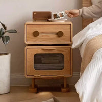 Natural Solid Oak Robot Design Side Table