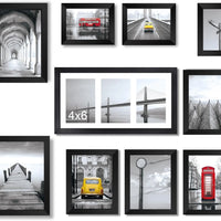 Picture Frames Collage Wall Decor, 10 Pack Gallery Wall Frame Set for Wall Mounting or Tabletop Display