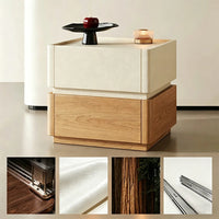 Modern 2-Drawer Nightstand with Hidden Handles & Silent Slides, Faux Leather Wrapped Wooden Bedside Table