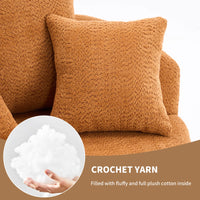 Oversized Crochet Yarn 360° swivel Barrel Chair with Pillow, AccentRound Single-seat Upholstered Sofa chair with 3 Pillow