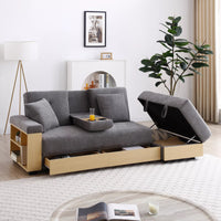 Convertible Sleeper Sofa Couch, Multifunctional Double Folding Sofa Bed,Storage Ottoman and Sofa arm with box and drawer