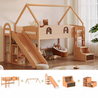 Solid Wood Loft Bed with Steps Twin Size Childrens Bed with Storage for 0 years-Kids -Teens Adults Toddler Floor Bed