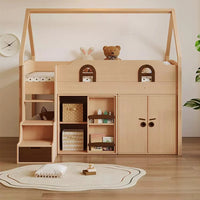 Solid Wood Loft Bed with Steps Twin Size Childrens Bed with Storage for 0 years-Kids -Teens Adults Toddler Floor Bed
