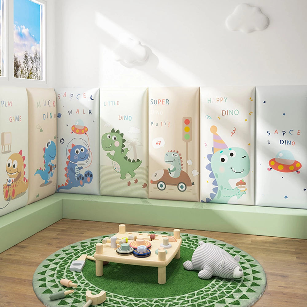 3D Anti-collision Wall Padding for Kids, Peel and Stick Upholstered Wall Panels, Playroom Decorative Protection Panel, Pack of 4, 6, 8