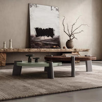 Italian Vintage Style Round Walnut Coffee Table, Metallic paint Round Walnut Coffee Table