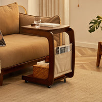 Solid Wood Side Living Room Household Small Coffee Table Nightstand Bedside,Table Narrow Side Table with Wheels