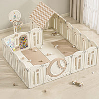 Foldable Infant Play Yard with House Baby Playpen and Matching Toys | Star-Moon