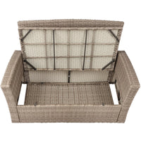 4-Piece All-Weather Wicker Patio Sofa Set with Ottoman and Cushions - Perfect for Outdoor Conversations
