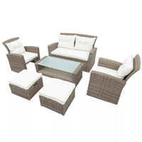 4-Piece All-Weather Wicker Patio Sofa Set with Ottoman and Cushions - Perfect for Outdoor Conversations