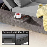 Versatile Outdoor Double Sunbed,Patio Wicker Rattan Reclining Chairs with Adjustable Backrest and Seat,for Porch Lawn Garden Backyard Poolside