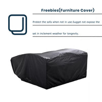 Wicker Rattan Double Chaise Lounge, 2-Person Reclining Daybed with Adjustable Back and Cushions, Free Furniture Protection Cove