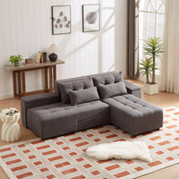 Free Combination Cloud Sectional Sofa Corduroy Upholstered L-Shaped Couch 3 in 1 Convertible Sleeper Sofa Bed Minimalist Modular Couches Chaise Lounge Daybed with Storage and 4 Pillows for Living Room