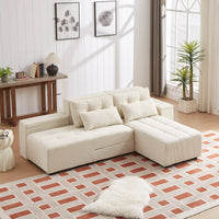 Free Combination Cloud Sectional Sofa Corduroy Upholstered L-Shaped Couch 3 in 1 Convertible Sleeper Sofa Bed Minimalist Modular Couches Chaise Lounge Daybed with Storage and 4 Pillows for Living Room