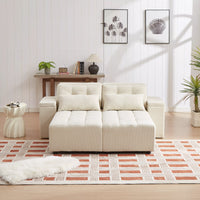Free Combination Cloud Sectional Sofa Corduroy Upholstered L-Shaped Couch 3 in 1 Convertible Sleeper Sofa Bed Minimalist Modular Couches Chaise Lounge Daybed with Storage and 4 Pillows for Living Room
