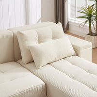 Free Combination Cloud Sectional Sofa Corduroy Upholstered L-Shaped Couch 3 in 1 Convertible Sleeper Sofa Bed Minimalist Modular Couches Chaise Lounge Daybed with Storage and 4 Pillows for Living Room