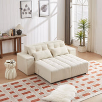 Free Combination Cloud Sectional Sofa Corduroy Upholstered L-Shaped Couch 3 in 1 Convertible Sleeper Sofa Bed Minimalist Modular Couches Chaise Lounge Daybed with Storage and 4 Pillows for Living Room