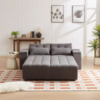 Free Combination Cloud Sectional Sofa Corduroy Upholstered L-Shaped Couch 3 in 1 Convertible Sleeper Sofa Bed Minimalist Modular Couches Chaise Lounge Daybed with Storage and 4 Pillows for Living Room